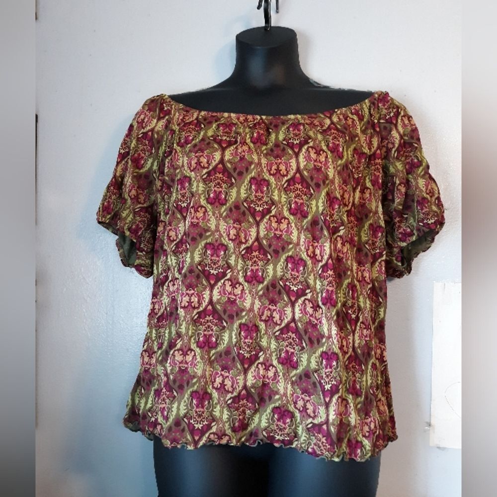 INC mesh off shoulder blouse